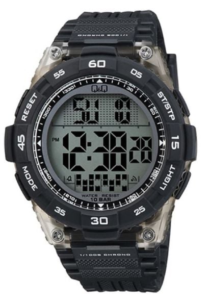 Q&Q G21A-002VY Siyah Renkli Alarmlı Tarihli Kronometreli Işıklı Genç Kol Saati