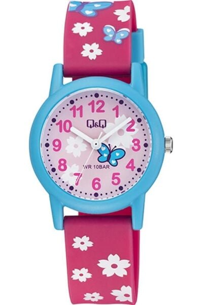 Q&Q V23A-021VY Çiçek Kelebek Desenli Çocuk Kol Saati