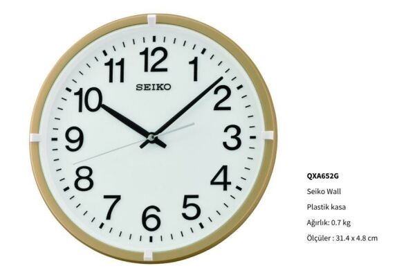 Seiko QXA652G Klasik Tasarım Beyaz Kadranlı Plastik Kasa Duvar Saati