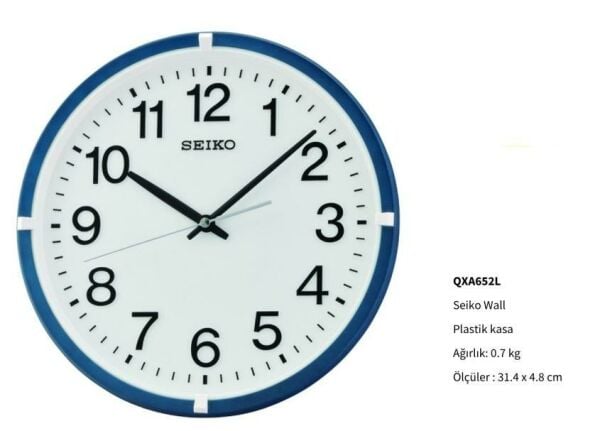 Seiko QXA652L Klasik Tasarım Beyaz Kadranlı Plastik Kasa Duvar Saati