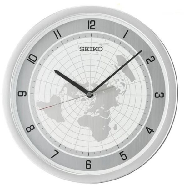 Seiko QXA814A Metalik Renkli Plastik Kasa Dünya Haritası Sessiz Saniyeli Duvar Saati