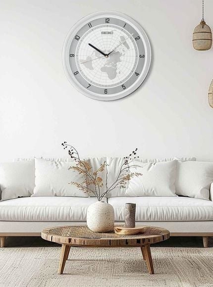 Seiko QXA814A Metalik Renkli Plastik Kasa Dünya Haritası Sessiz Saniyeli Duvar Saati