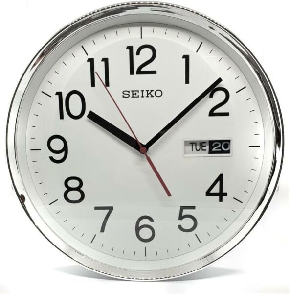 Seiko QXF104S Beyaz Renkli Plastik Kasa Takvimli Quartz Mekanizmalı Duvar Saati