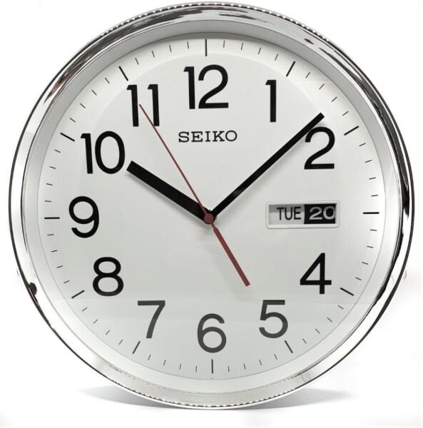 Seiko QXF104S Beyaz Renkli Plastik Kasa Takvimli Quartz Mekanizmalı Duvar Saati