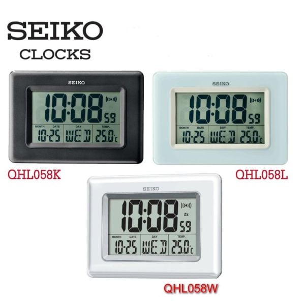 Seiko QHL058K Alarmlı Termometreli Dijital Masa ve Duvar Saati