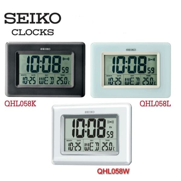 Seiko QHL058K Alarmlı Termometreli Dijital Masa ve Duvar Saati