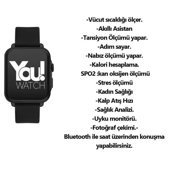 You Watch F13-YF130 You Smart Black & Black Silicon Unisex Akıllı Kol Saati
