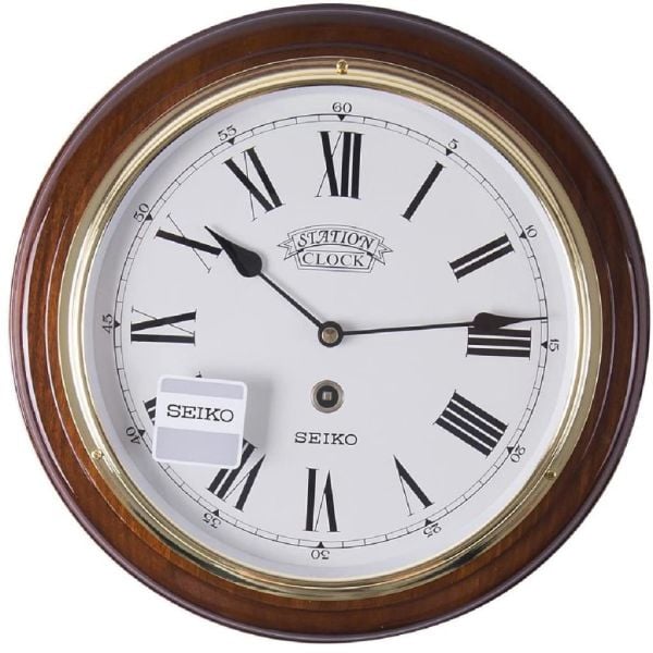 Seiko Clocks QXA143B Ahşap Kasa Kızılağaç Sessiz Akar Şık Dekoratif Kadranlı Duvar Saati