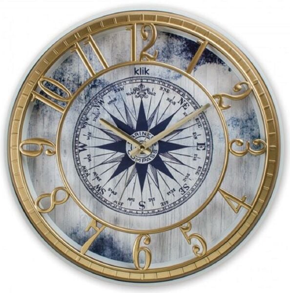 Klik Hısar-Marın Pusula Desen Ev Ofis Duvar Saati