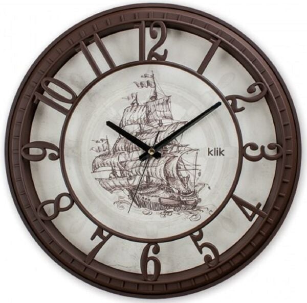 Klik Hısar-Yelken Gemi Desenli Ev Ofis Duvar Saati