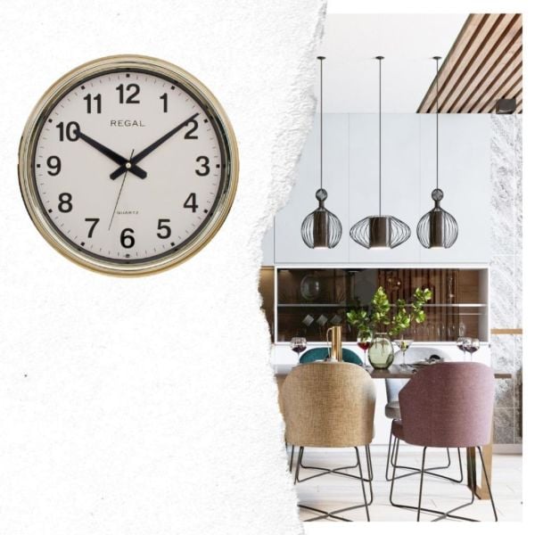 Regal 0261 GI Metalize Kaplama Düz Profil Ev Ofis Duvar Saati