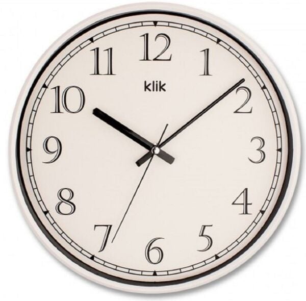 Klik Slim Beyaz 30.5 cm Ev Ofis Sessiz Duvar Saati