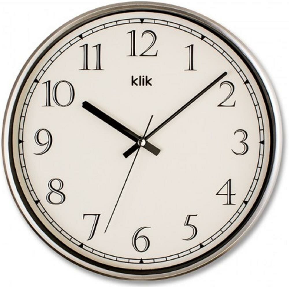 Klik Slim Gümüş 30.5 cm Ev Ofis Sessiz Duvar Saati