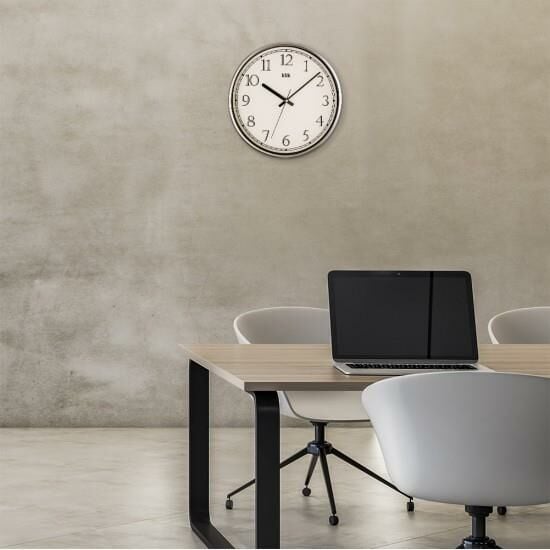 Klik Slim Gümüş 30.5 cm Ev Ofis Sessiz Duvar Saati