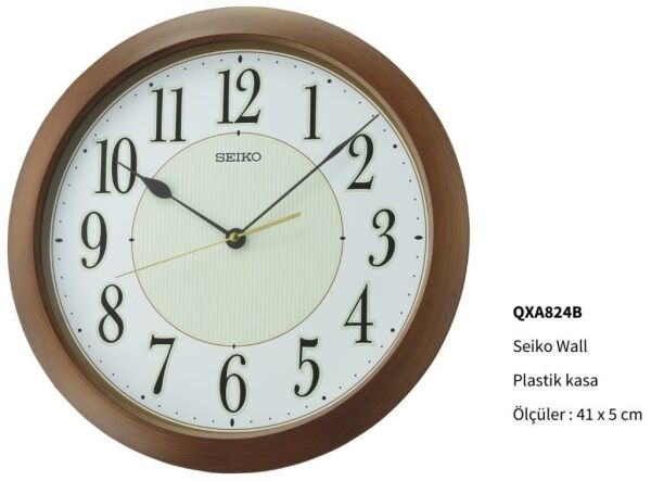 Seiko QXA824B Sessiz Saniye Parlak İbre ve İndeksli Dekoratif Duvar Saati