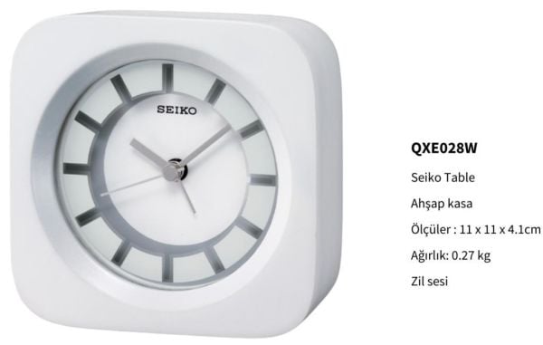 Seiko Clocks QXE028W Ahşap Kasa Alarmlı Masa Saati
