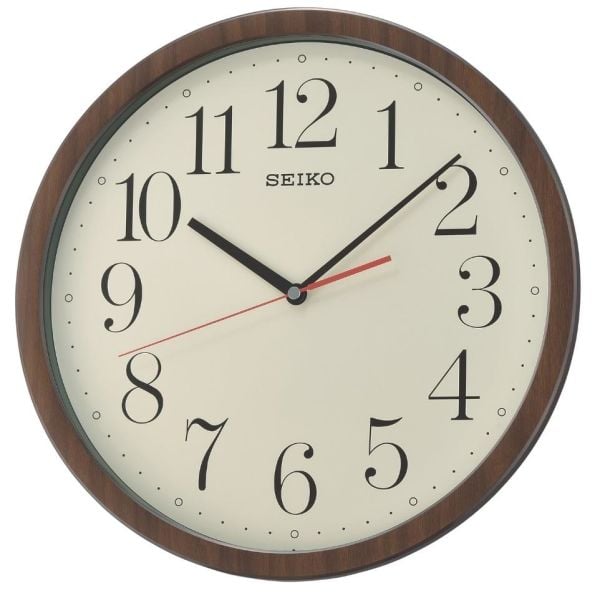 Seiko QXA737B Sessiz Saniye İbreli Ahşap Dokulu Beyaz Kadranlı Dekoratif Duvar Saati