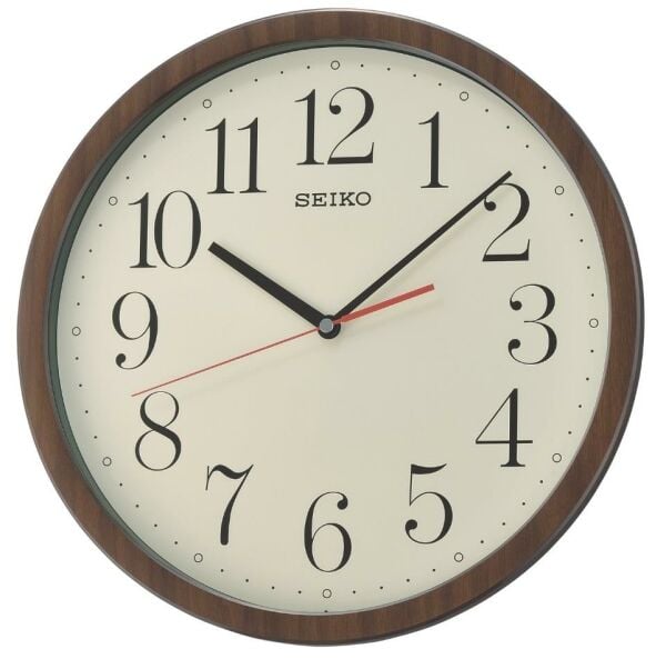 Seiko QXA737B Sessiz Saniye İbreli Ahşap Dokulu Beyaz Kadranlı Dekoratif Duvar Saati