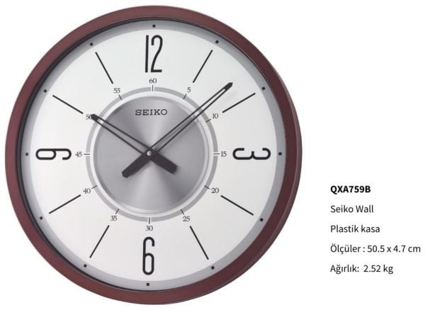 Seiko Wall QXA759B Modern Endüstriyel Salon Ofis Duvar Saati