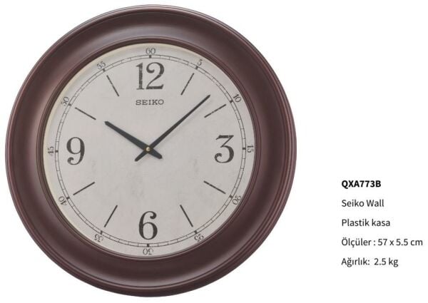 Seiko QXA773B Ahşap Renkli Plastik Salon Ofis Duvar Saati
