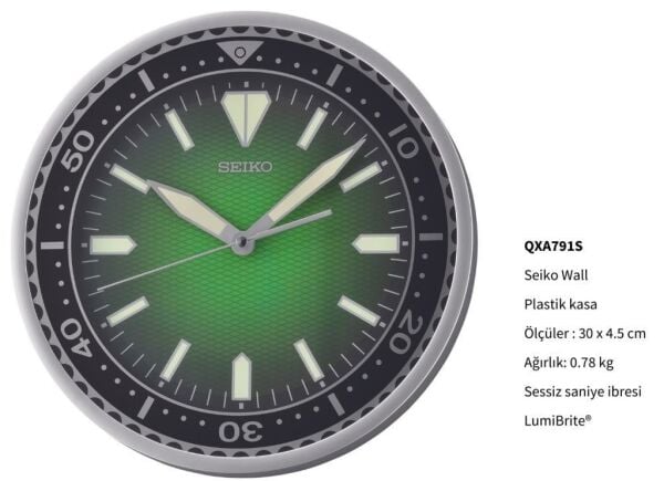Seiko QXA791S LumiBrite Kaplama Sessiz Duvar Saati
