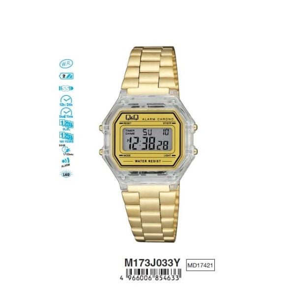 Q&Q M173J033Y Kronometreli Alarmlı Işıklı Kadın Kol Saati