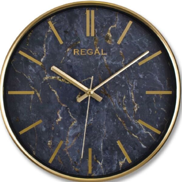 Regal 0250 GB2 İnce Çerçeve Oniks Mermer Desen Sessiz Duvar Saati