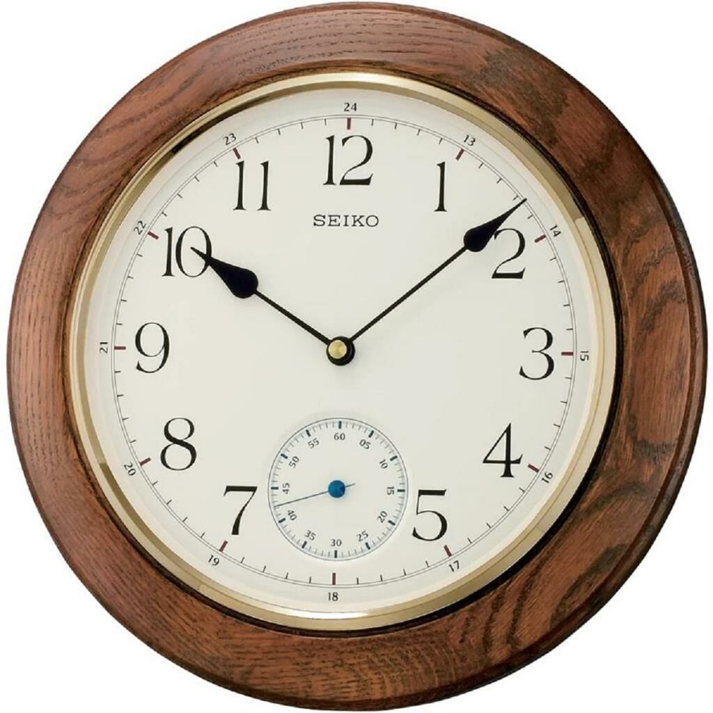 Seiko Clocks QXA432B Alt Sessiz Saniyeli Ahsap Kasa Meşe Duvar Saati