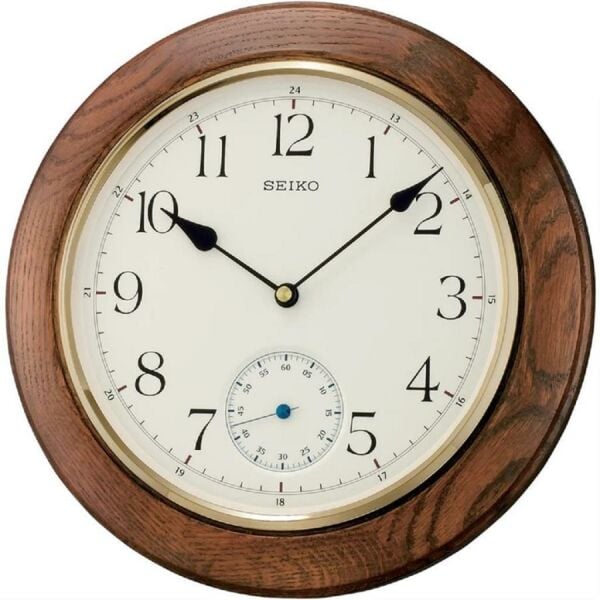 Seiko Clocks QXA432B Alt Sessiz Saniyeli Ahsap Kasa Meşe Duvar Saati