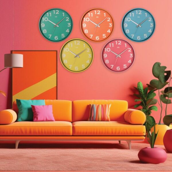 Klik K-Simplex Sarı Joy Serisi 37.5 cm Sessiz Duvar Saati