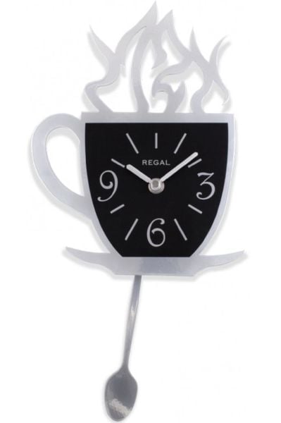 Regal 1157 S Lazer Kesim Kahve Fincanı Sarkaçlı Mutfak Duvar Saati