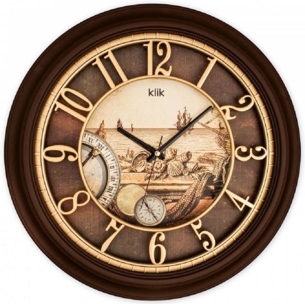 Klik K-Babil Kalyon Gemici Desen 46 cm Dekoratif Sessiz Duvar Saati