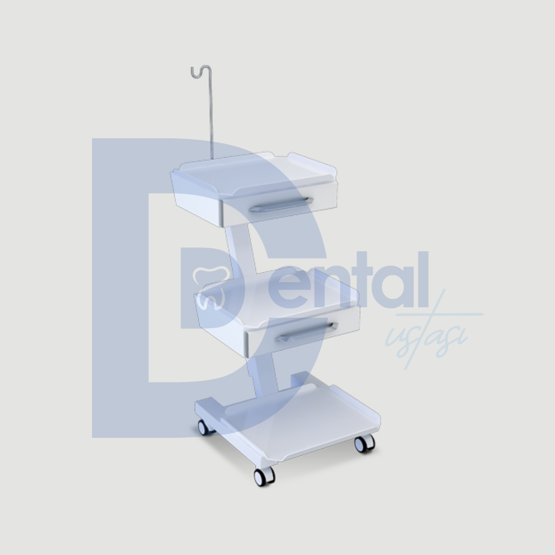 Ermetal 3 Raflı Çift Çekmeceli Sehpa D78