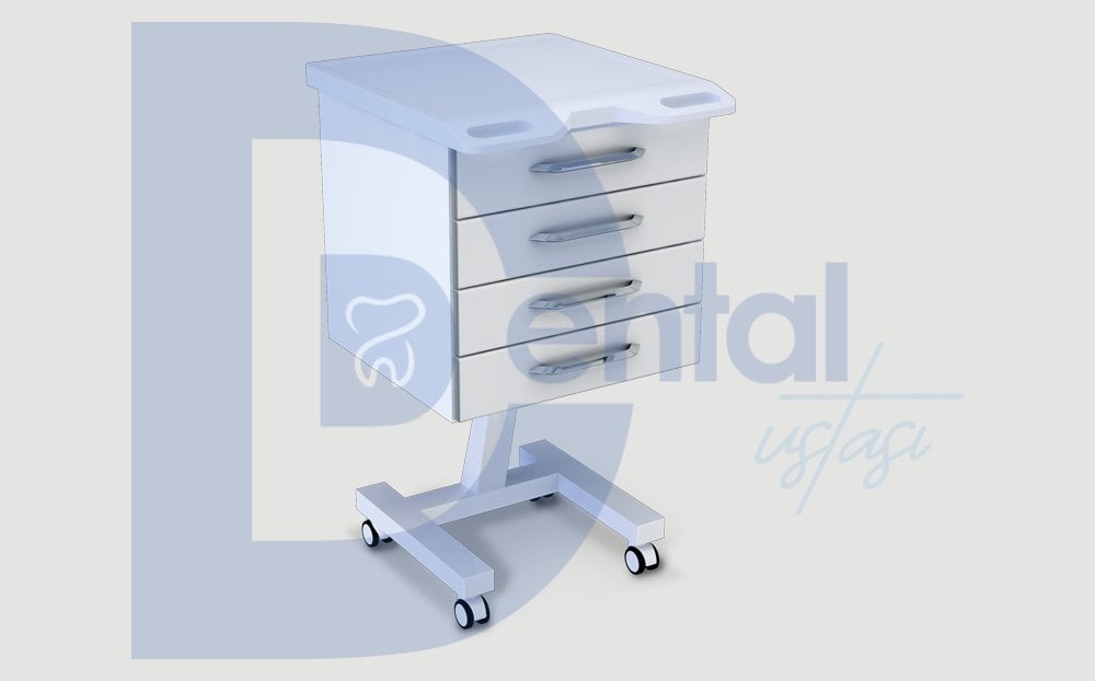 Ermetal Dört Çekmeceli Mobil Klinik Dolabı