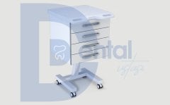 Ermetal Dört Çekmeceli Mobil Klinik Dolabı