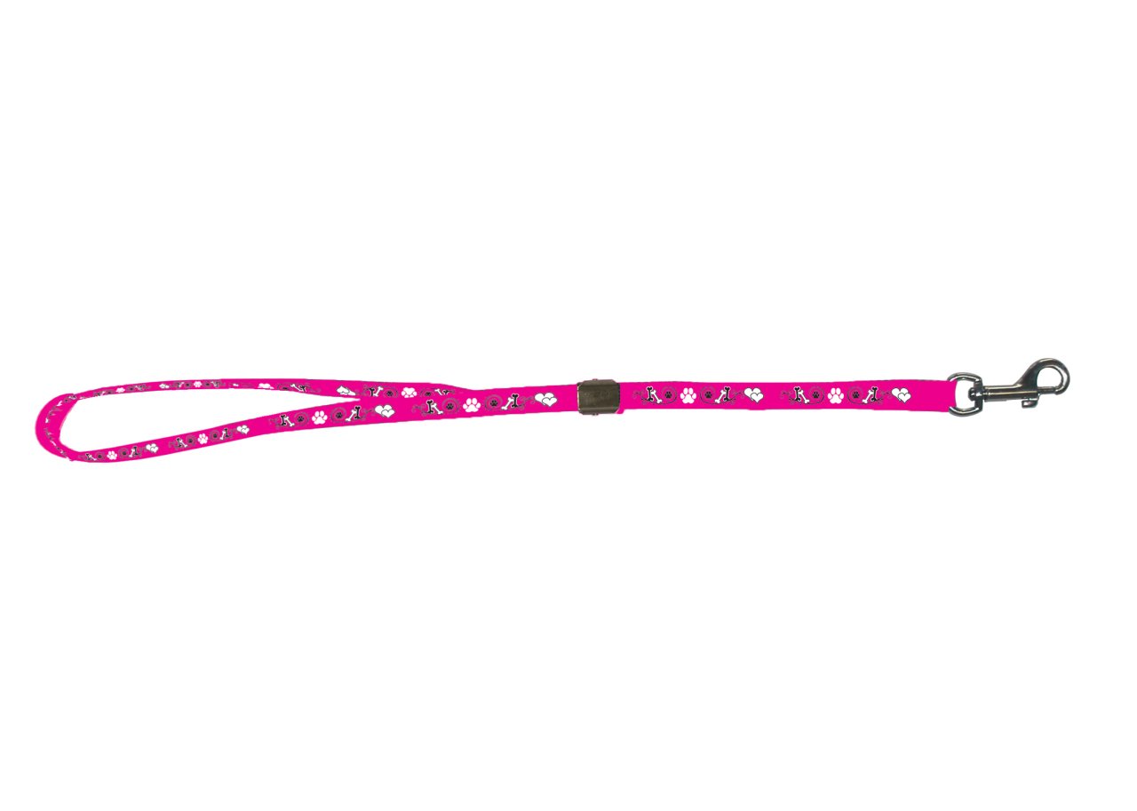 Grooming Noose with Pawprint Hot Pink Nylon Noose