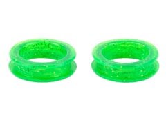 Finger Ring 20mm Fine Green Glitter Scissor rings 2 Pcs