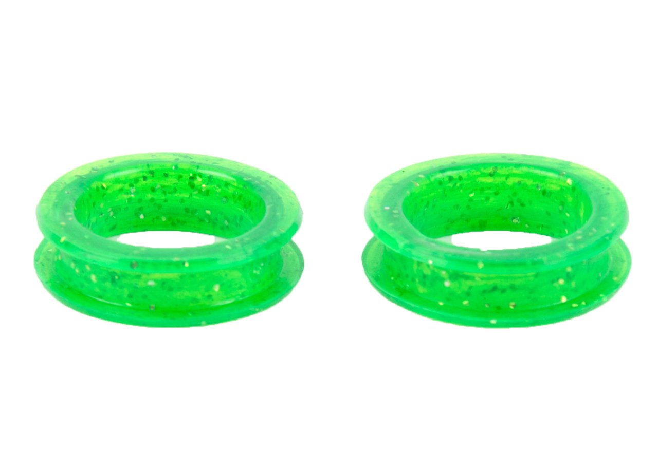 Finger Ring 22mm Fine Green Glitter Scissor rings 2 Pcs