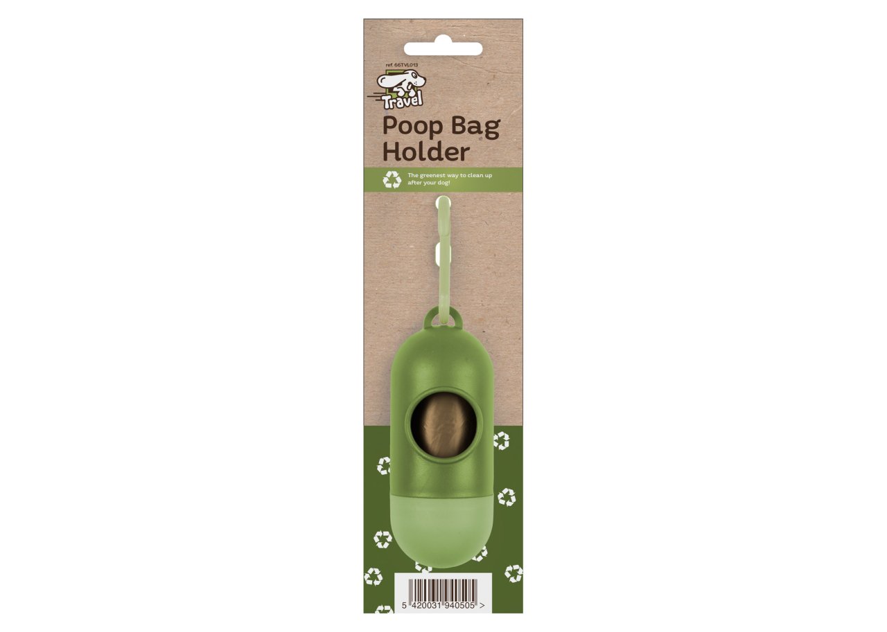Travel Poop Bag Holder holds 15 Bio Degradable bags - Waste Bags