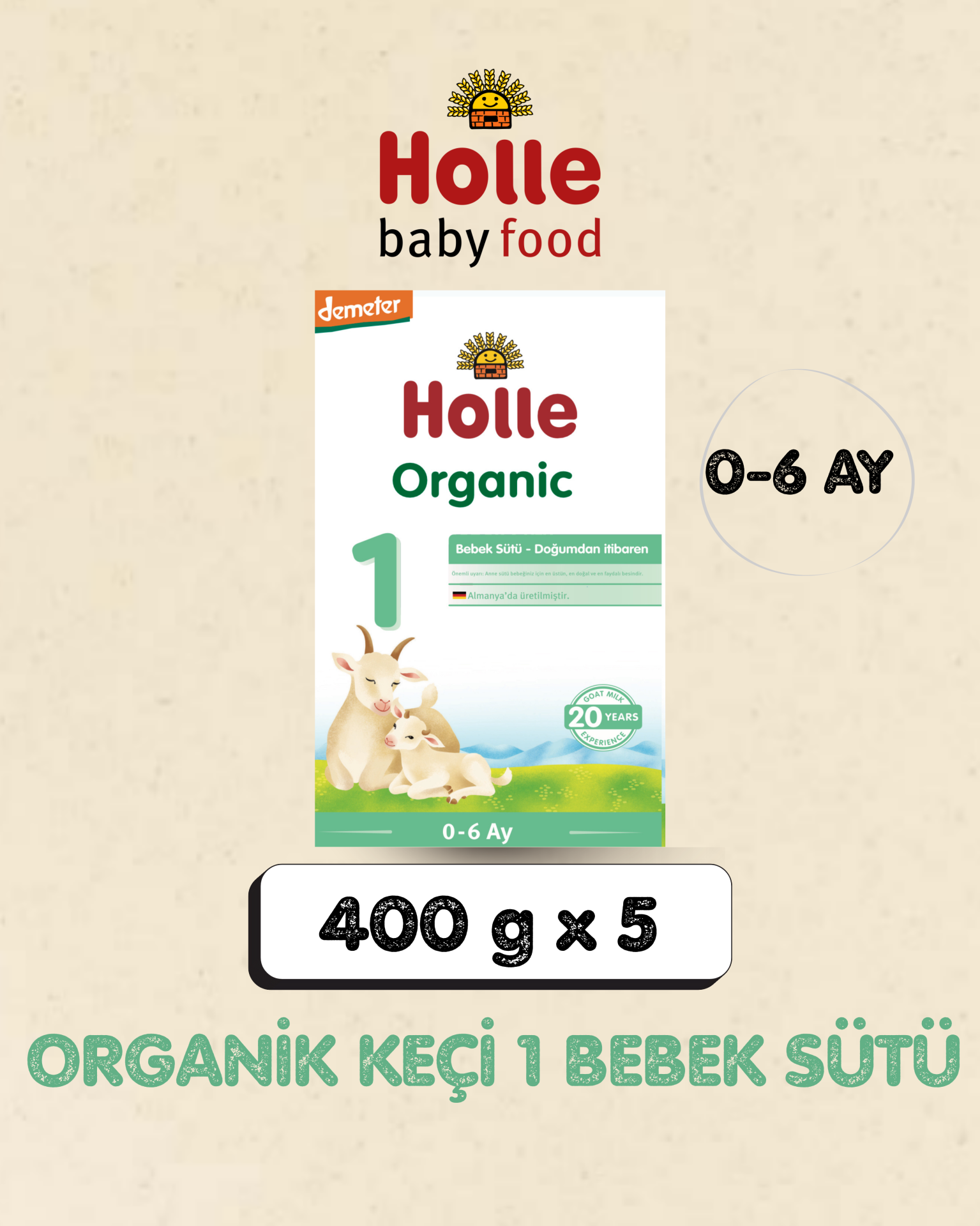 Holle Organik Keçi Bebek Sütü 1 400 gr 5 Adet