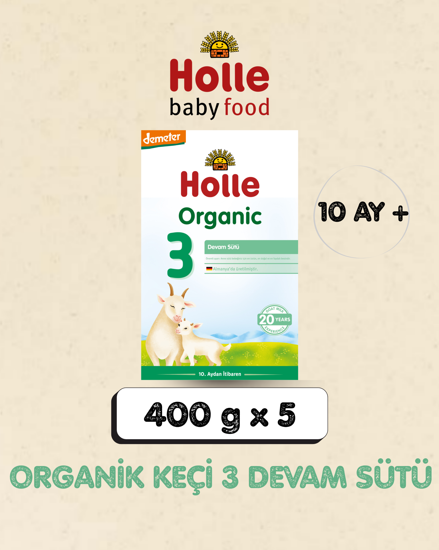 Holle Organik Keçi Devam Sütü 3 400 gr 5 Adet