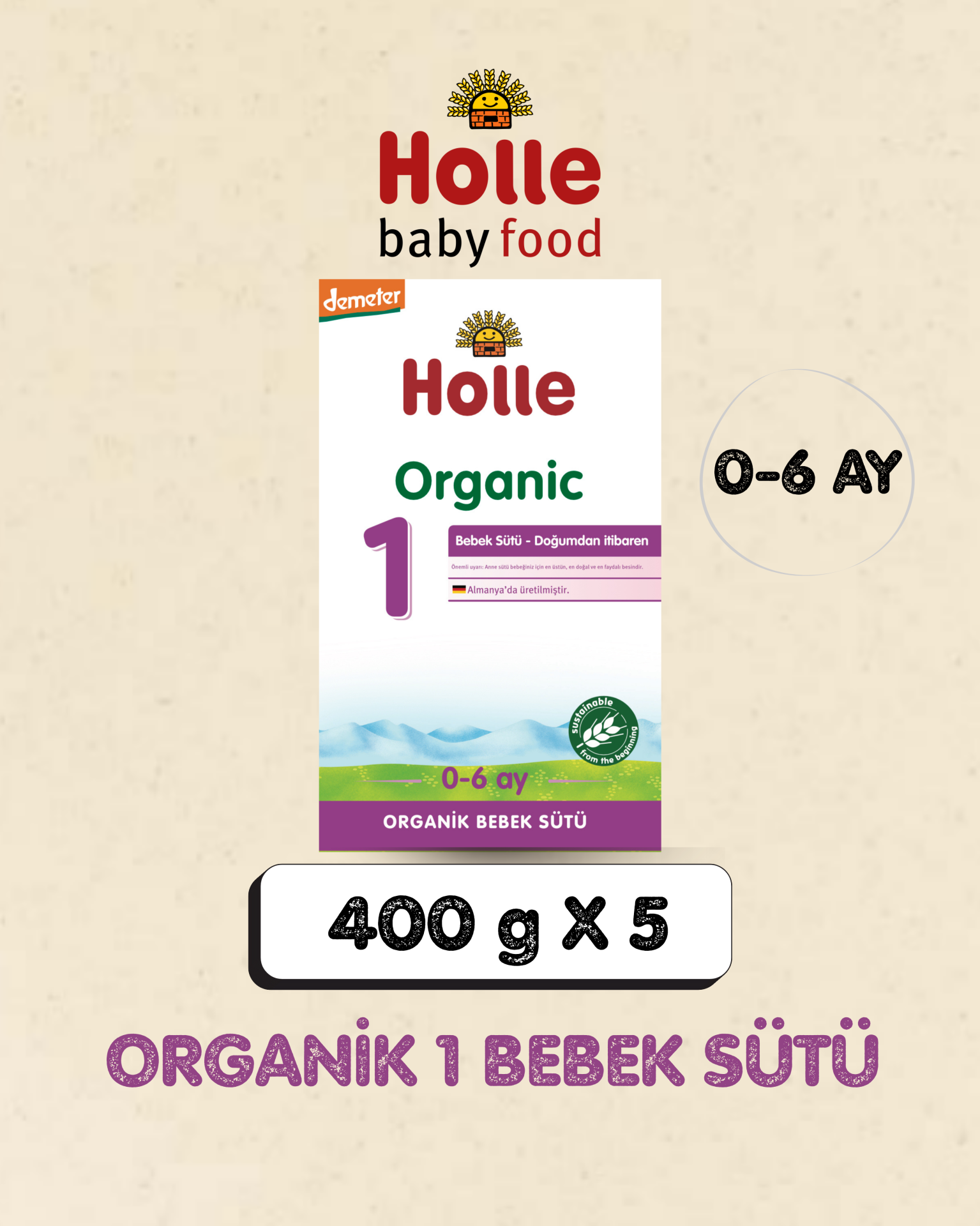 Holle Organik Bebek Sütü 1 400 gr 5 Adet