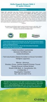 Holle Organik Devam Sütü 3 600 gr