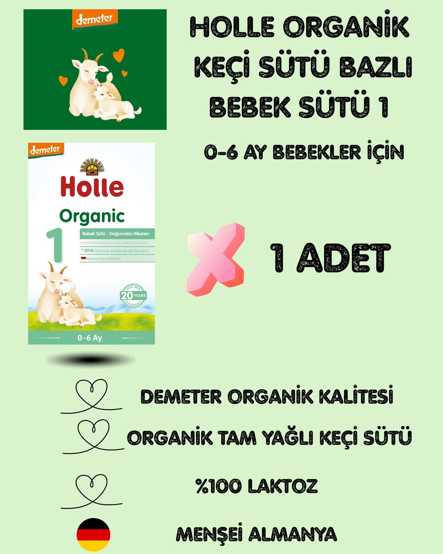 Holle Organik Keçi Bebek Sütü 1 400 gr