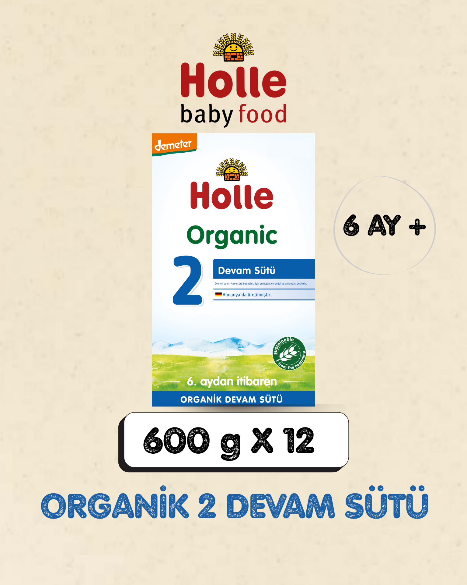 Holle Organik Devam Sütü 2 600 gr 12 Adet