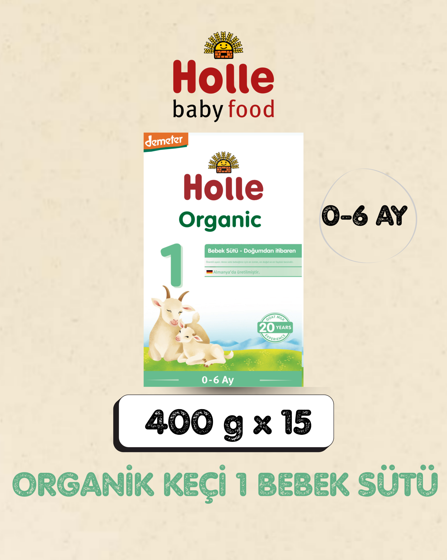 Holle Organik Keçi Bebek Sütü 1 400 gr 15 Adet
