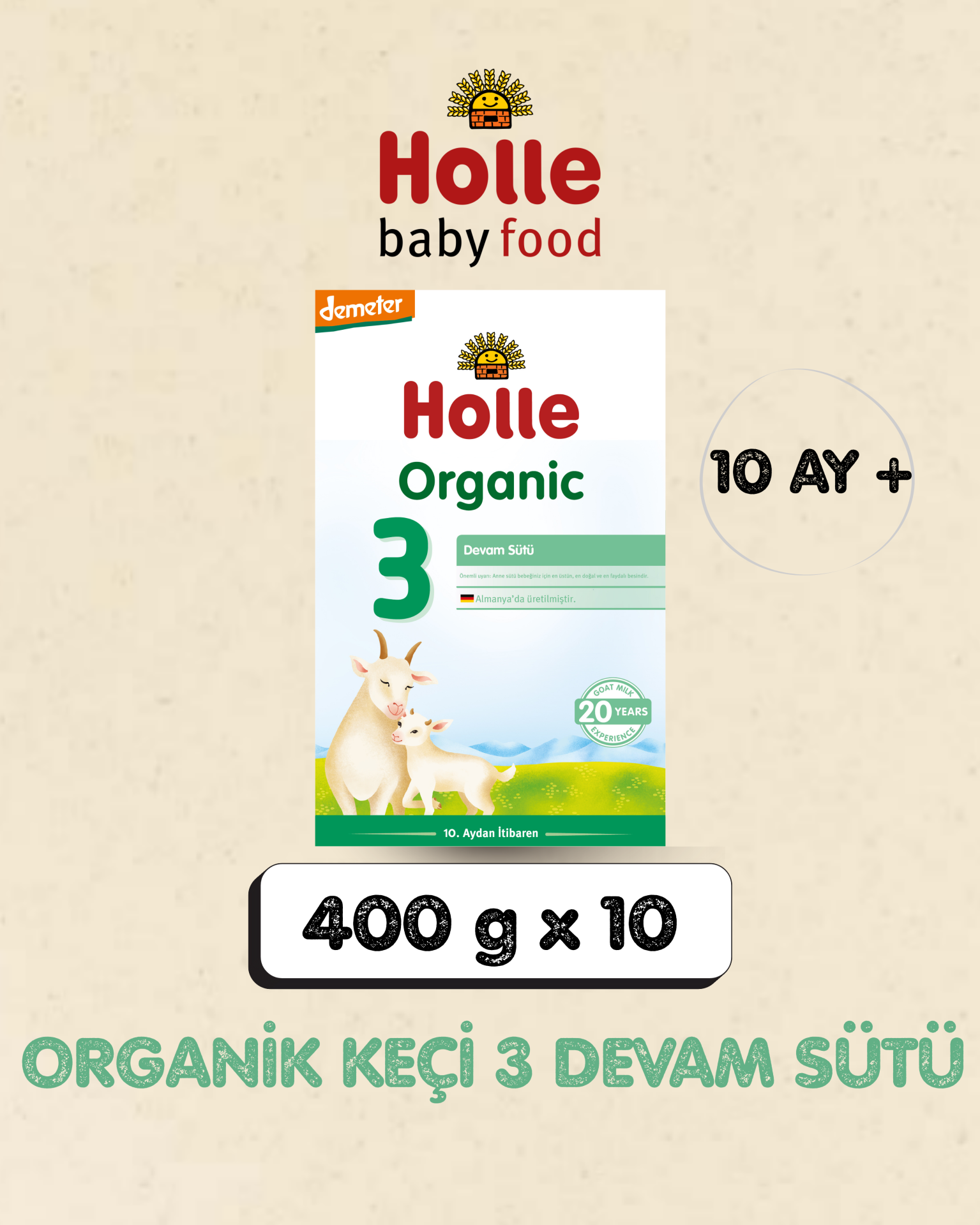 Holle Organik Keçi Devam Sütü 3 400 gr 10 Adet