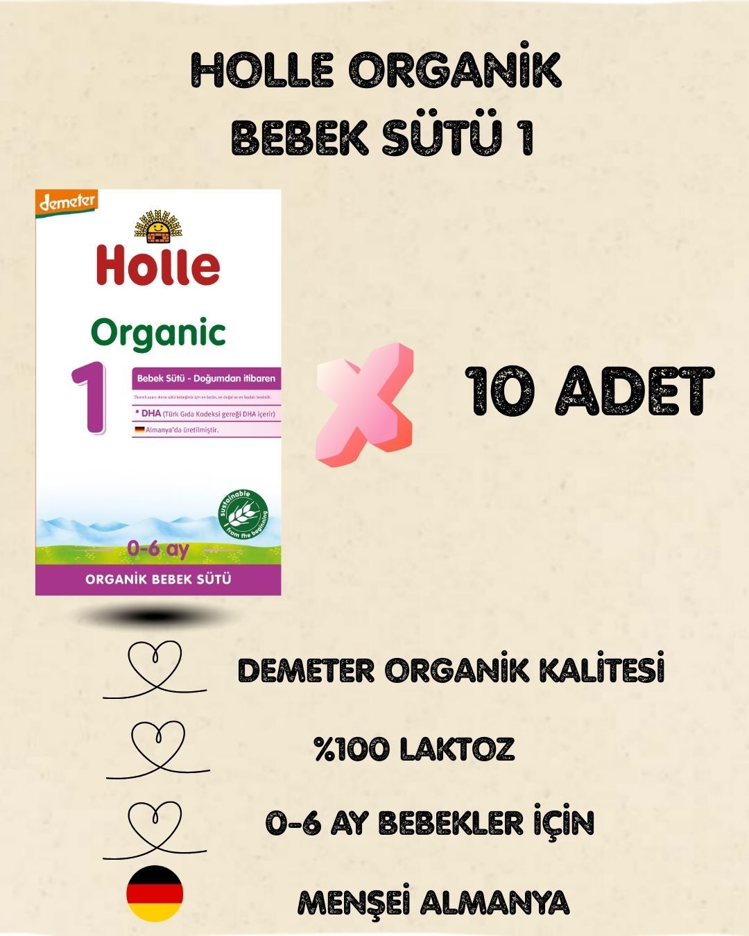 Holle Organik Bebek Sütü 1 400 gr 10 Adet