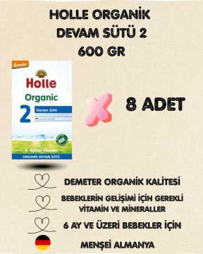 Holle Organik Devam Sütü 2 600 gr  8 Adet