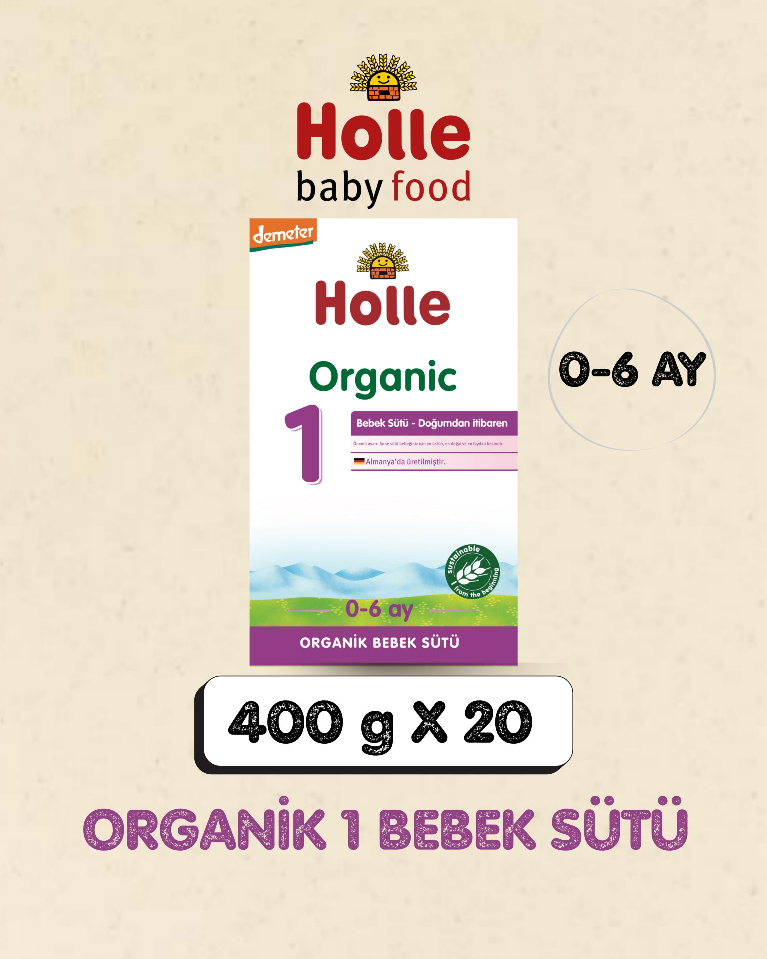 Holle Organik Bebek Sütü 1 400 gr 20 Adet